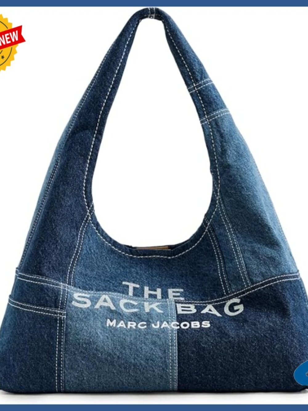Medium Denim Shoulder Bag with Magnetic Closure, Rectangular Shape - Picture 1 of 5